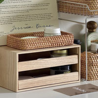 Desktop cosmetics wooden storage tray, storage drawer, skincare cabinet, dressing table, shelf, organizing box thumbnail 5