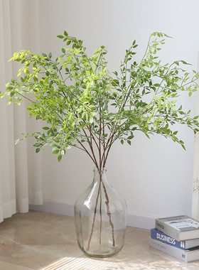 仿真南天竹单枝3叉人造绿植 家居商场装饰摆件植物造景盆栽仿真花