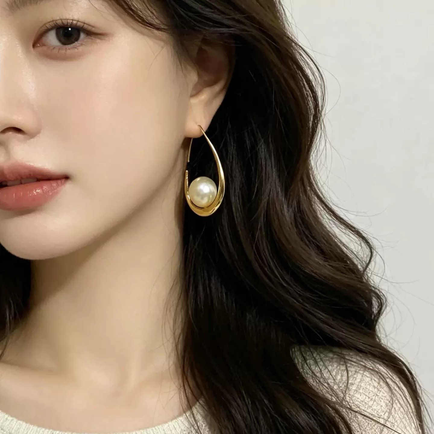 气质设计感珍珠吊坠耳环女
