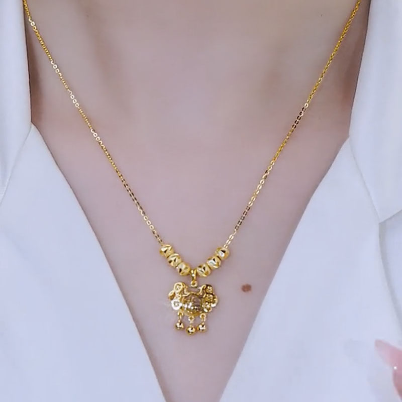 铜合金项链平安锁铃铛女
