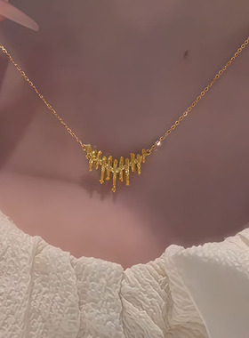 金色碎冰冰律动音符项链女