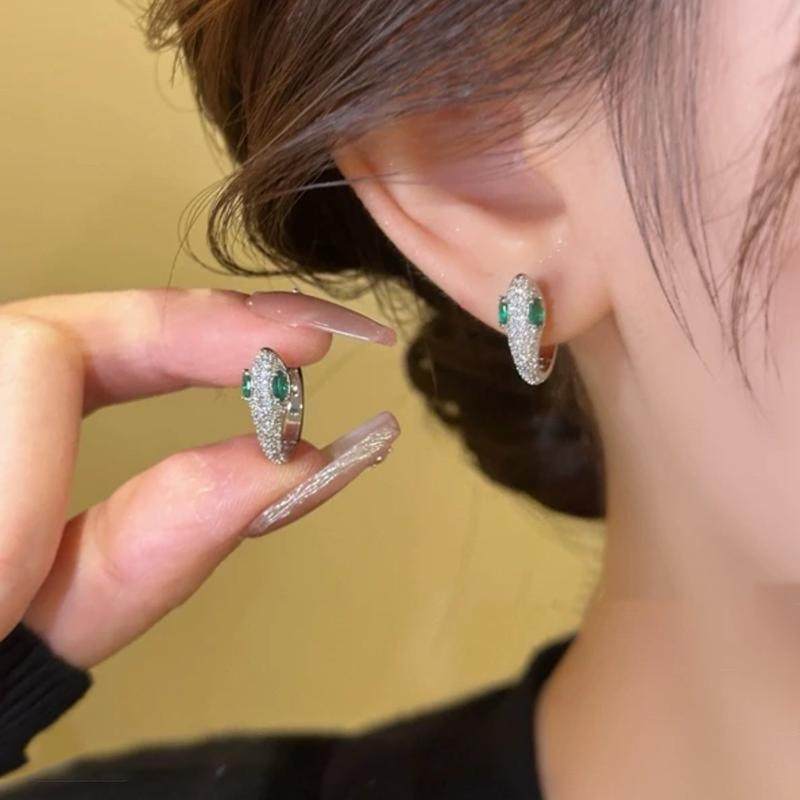 蛇形锆石耳环女轻奢小众高级感
