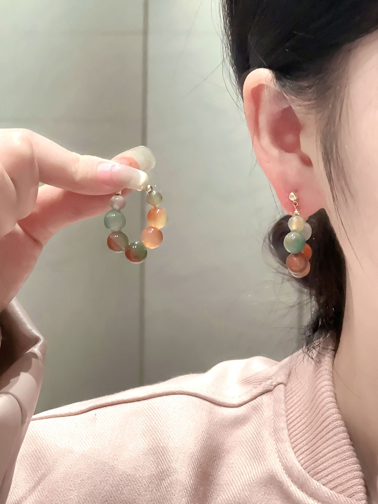 复古宫廷彩色珠珠圈圈耳环女