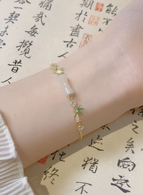 复古风铜合金镶钻竹子手链女