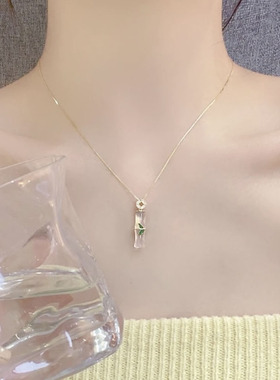 有你竹够节节高升竹节项链女