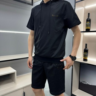 现货 新款 25113夏季 连帽高品质休闲运动帅气简约舒适 男士 套装
