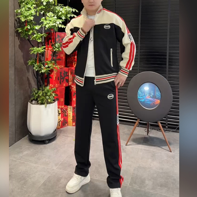 男士休闲两件套撞色高品质