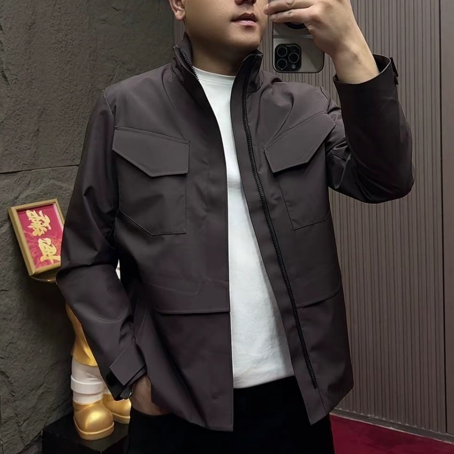 【现货】26022春秋新款男士商务休闲老钱风百搭款行政夹克外套古