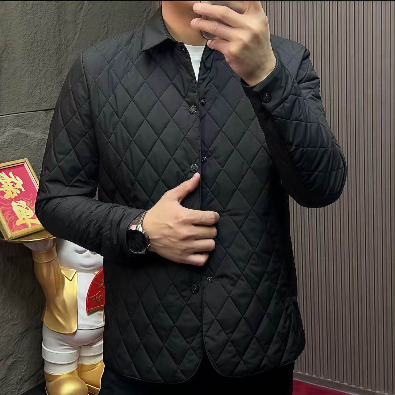 秋冬新款棉服外套男士绗缝