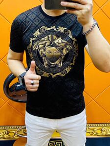 T013男士春夏季丝光棉圆领短袖奥钻数码印花T恤百搭舒适潮流新品