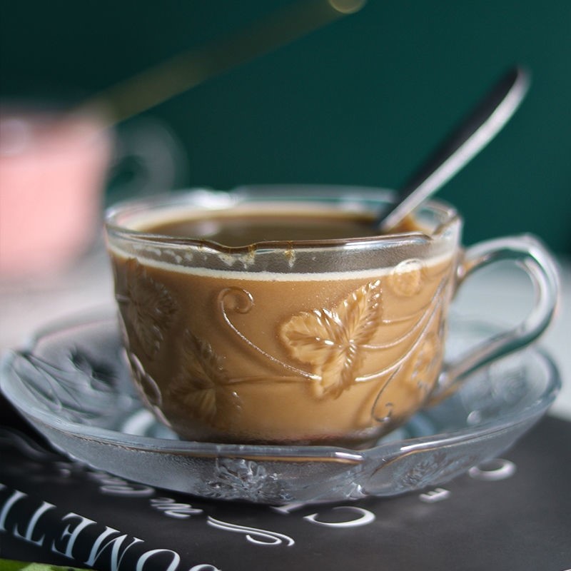 北欧风格套装网红花纹茶水杯玻璃