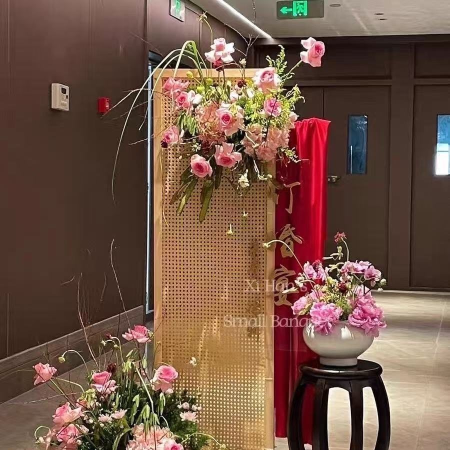 实木藤编屏风茶楼酒店民宿玄关遮庭院屏风