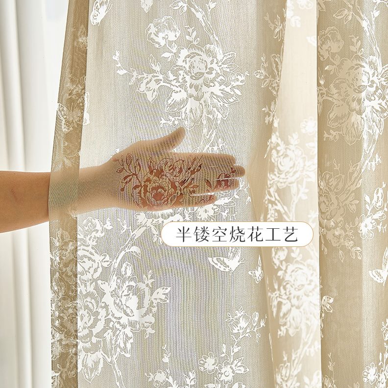 新款窗纱田园高级窗帘透光不透人窗纱窗帘纱帘2024客厅感乡村美式