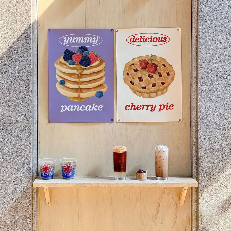 莓莓松饼 面包店甜点烘焙咖啡店装饰画艺术海报插画摆件拍照道具