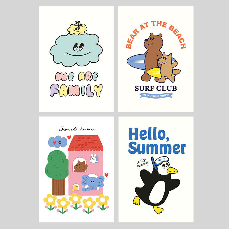 卡通可爱韩国INS风儿童房艺术小众艺术海报装饰品画芯