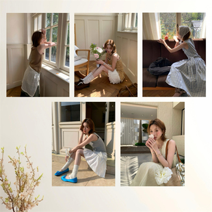 ins风韩系模特穿搭女装 店档口氛围感墙贴 店海报小清新工作室服装