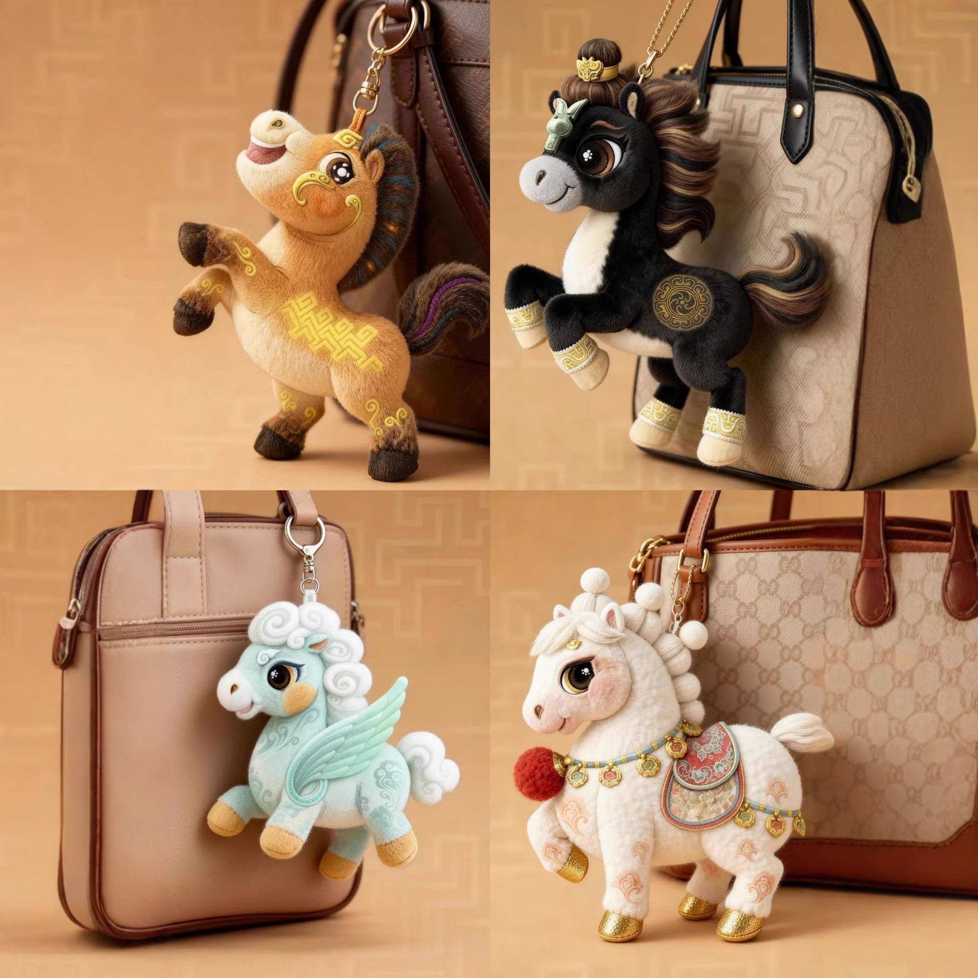 新款马年十二生肖驰骋骏马可爱卡通毛绒玩偶娃娃挂饰送朋友礼物,模玩/动漫/周边/娃圈三坑/桌游,棉花娃娃,淘宝优惠券,粉丝福利购,淘宝优惠卷