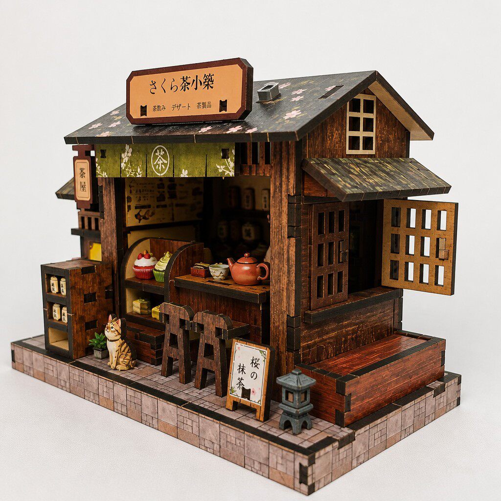 樱花茶屋木质拼装diy小屋日式木