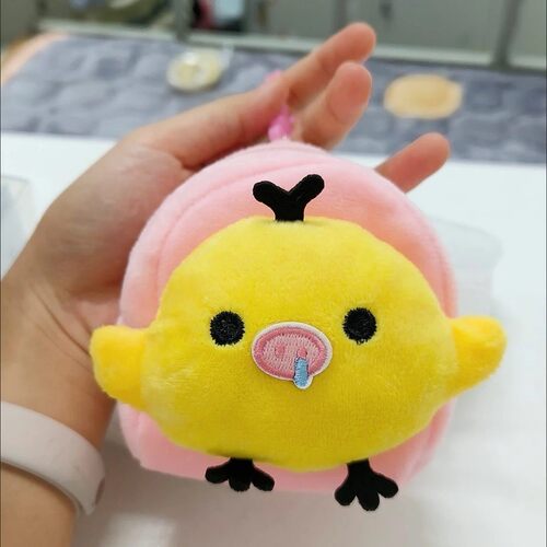 可爱鼻孔鸡零钱包女耳机包挂件软妹包钥匙包卡通毛绒小书包收纳包