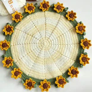 迷你向日葵花束毛毯玫瑰花毯子毛线钩织手工diy材料包送闺蜜朋友