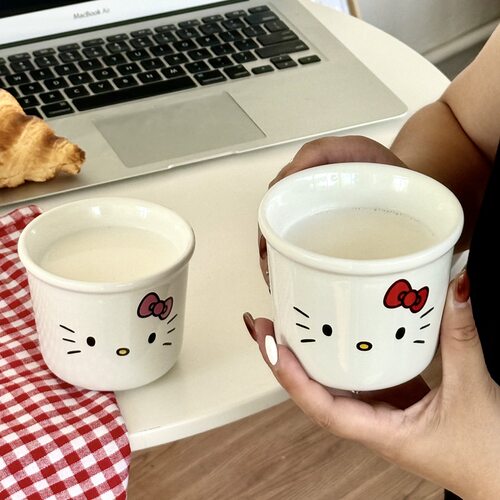 卡通kt猫咪陶瓷马克杯耐高温拿铁咖啡早餐家用情侣把手杯喝水杯子
