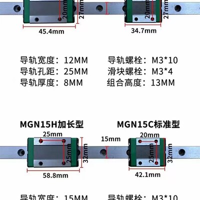 精密直线导轨滑块滑轨线轨MGN9C 7C7H 5C 9H 12c 12H15CW3D台上银