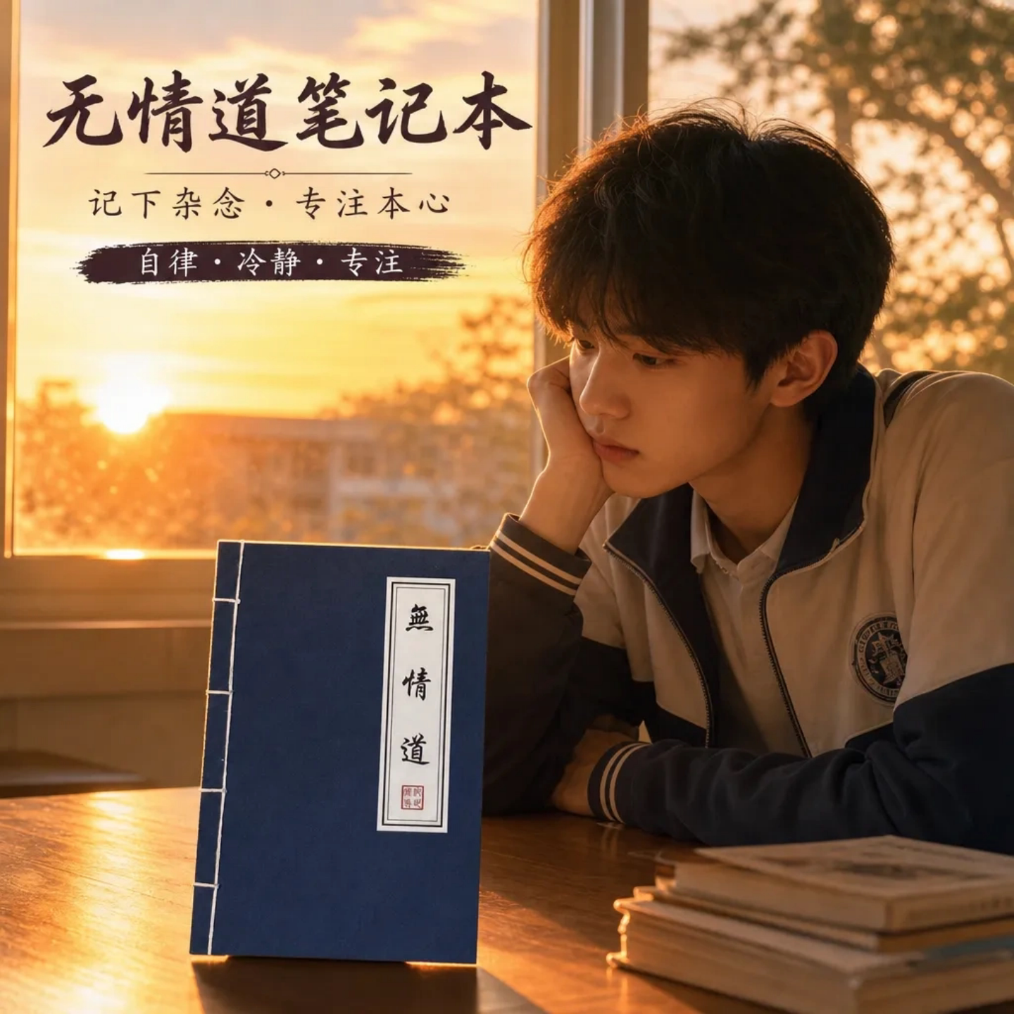 古风无情道复古蓝横线手账本