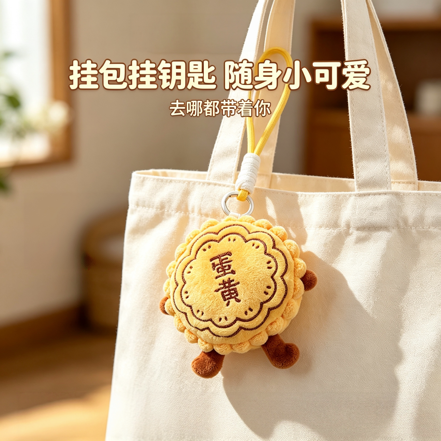 中秋仿真月饼毛绒包挂钥匙扣