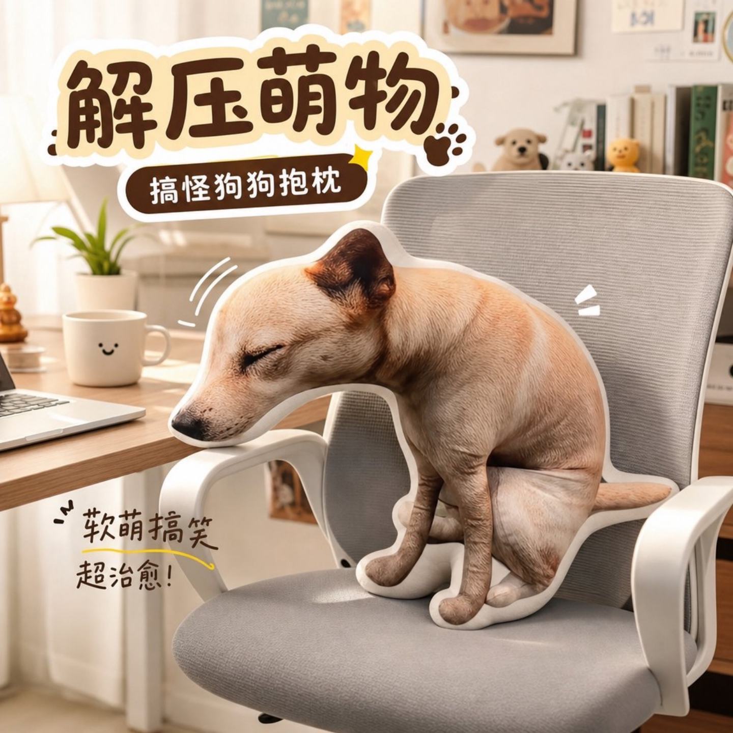 搞怪抽象嗯嗯狗抱枕整蛊同事