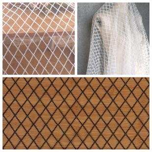 硬手感菱形网格无弹网纱蕾丝面料 DIY婚纱服装窗帘背景装饰布料