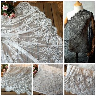 饰布艺 蕾丝网纱布料家纺台布装 1.5米宽 睫毛花边布料婚纱裙子服装