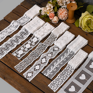 双边蕾丝边网纱刺绣辅料纯棉花边手工diy发饰服饰裙边材料花边带