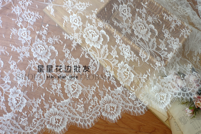 包邮欧式睫毛网纱蕾丝面料DIY婚纱头纱服装婚庆背景装饰布料花边