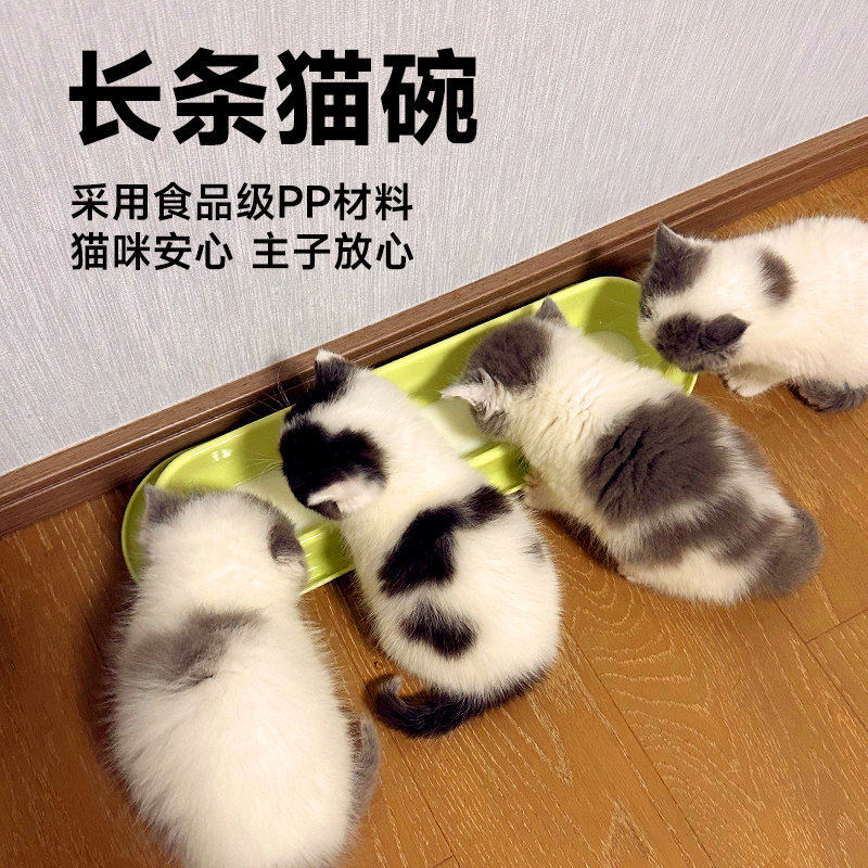 长条猫碗幼猫奶猫喂奶共吃盆多猫吃饭猫碗猫食盆猫咪防打翻喝水盆