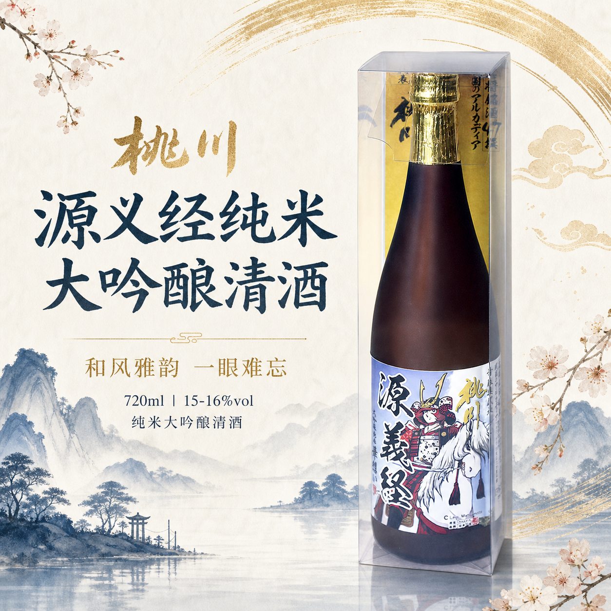 【漫画家联名】桃川源义经纯米大吟酿清酒720ml精米率45%微辛甘口