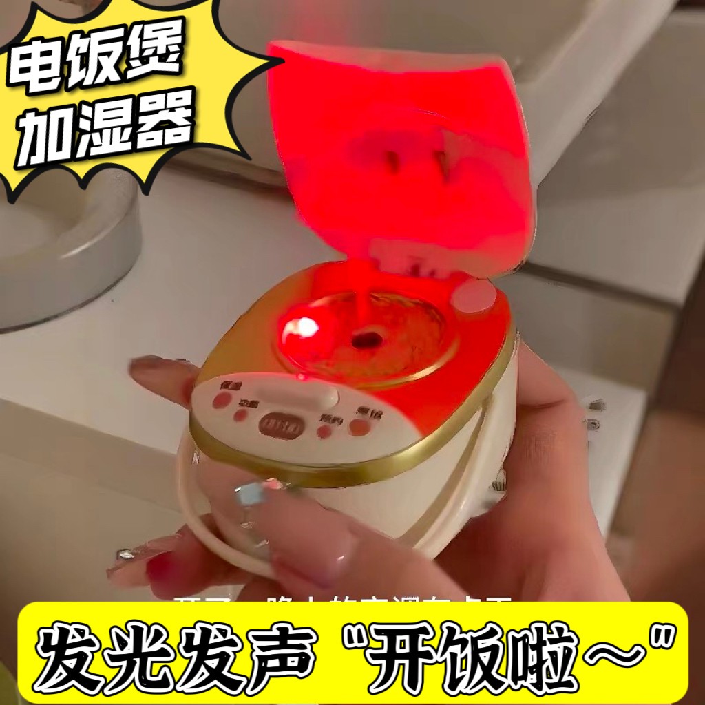 迷你电饭煲会喷雾加湿器会说开饭啦仿真烟雾趣味电饭锅过家玩具