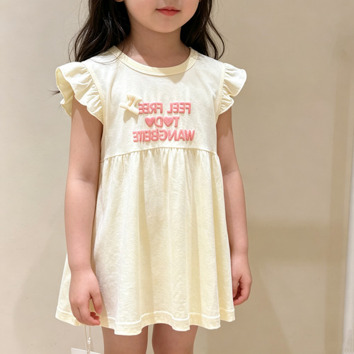 WBT旺贝特女童吊带连衣裙夏季薄款粉色卡通A类亲肤透气天丝凉感