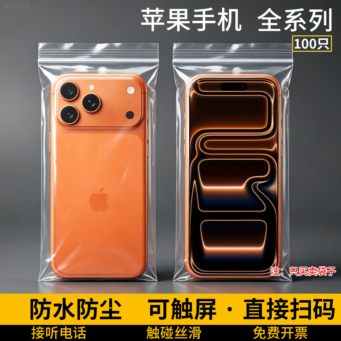苹果17手机防水袋子可触屏iPhone16ProMax保护套自封透明防尘袋子