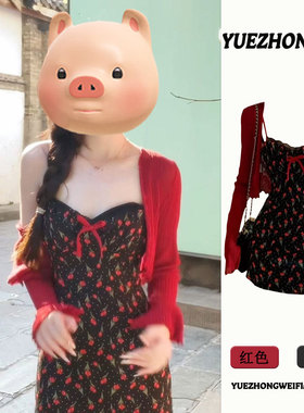 红色冰丝防晒小开衫女夏季薄款外搭小个子短款针织外套空调衫上衣