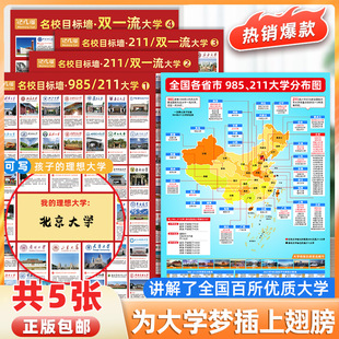 升级版 双一流重点大学讲解挂图 名校目标墙名校激励榜高考985 211