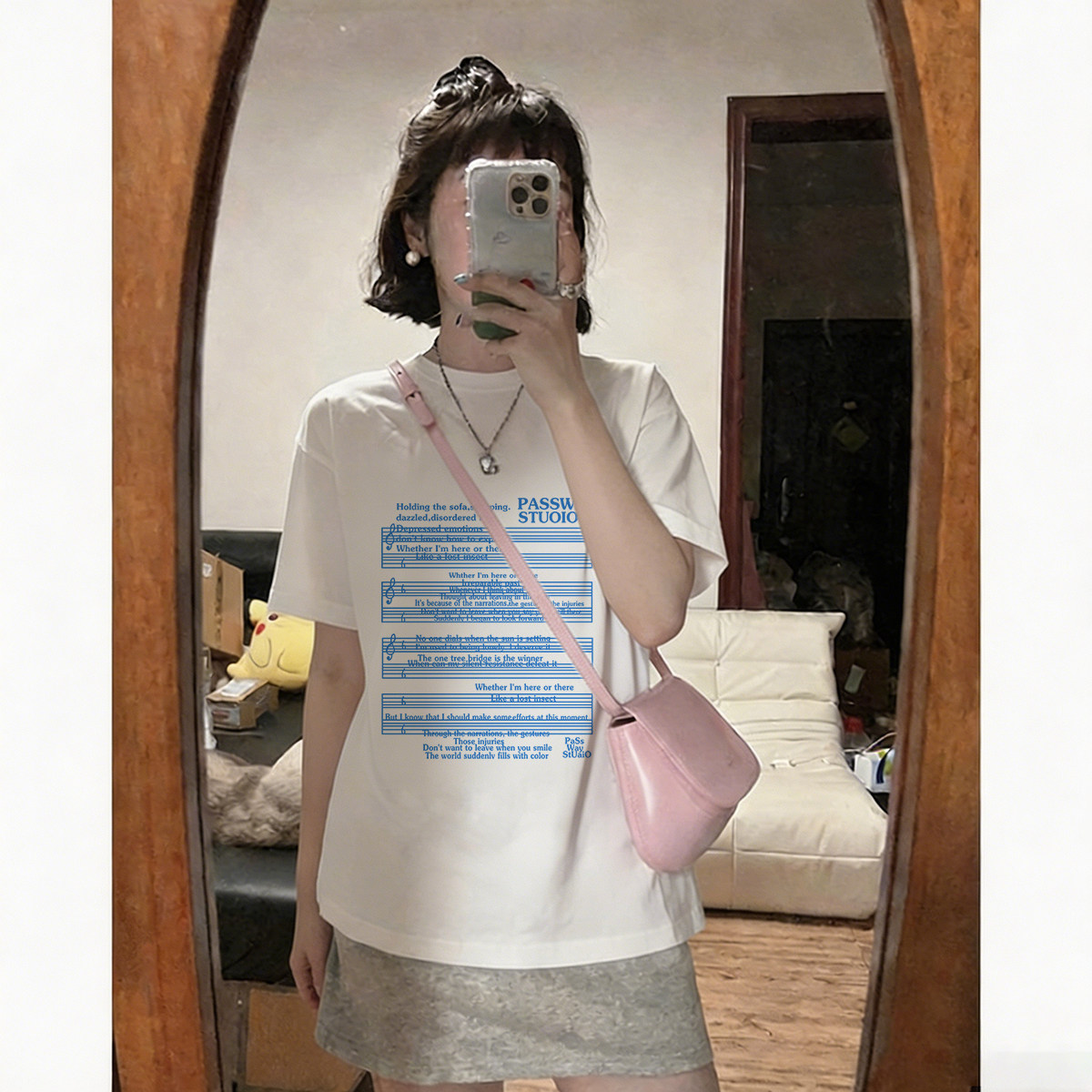 夏季新款卡通印花宽松白色纯棉短袖T恤女休闲百搭设计感半袖小众