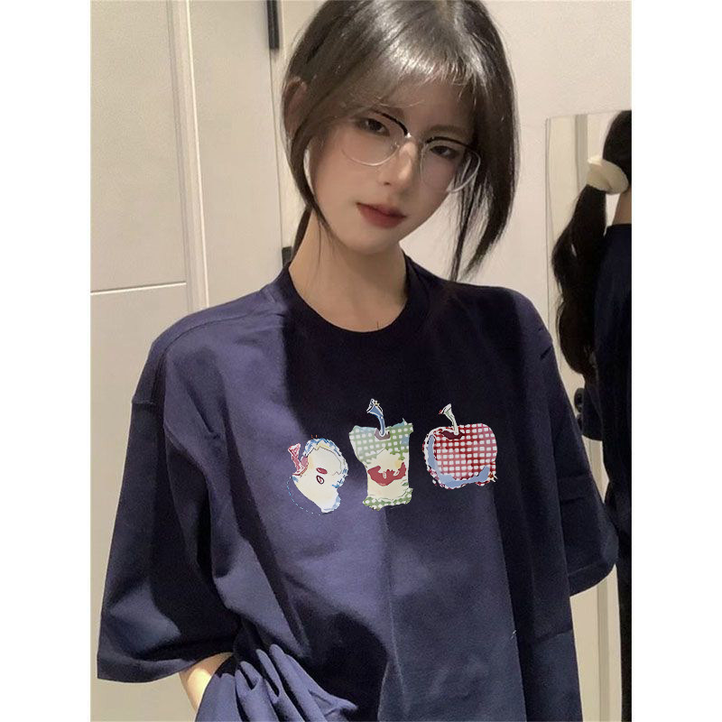 美式潮流夏季新款宽松印花纯棉短袖T恤女半袖小众高街复古上衣潮