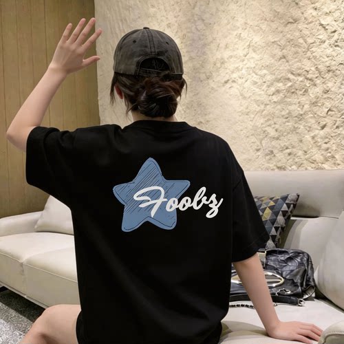 美式复古夏季新款设计感印花宽松短袖T恤女百搭休闲半袖潮流小众