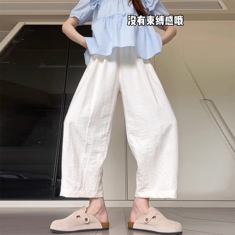 孕妇裤子夏季薄款外穿奶芙九分裤百搭显瘦无托腹哈伦萝卜裤束脚裤