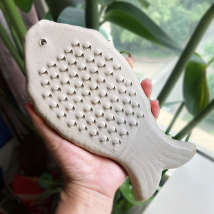 研磨器 建水白陶手工制作 鱼形 姜蒜泥婴儿辅食水果泥器手动磨板