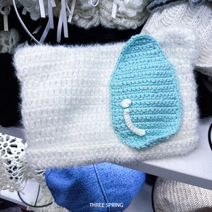 帽子女款2025年秋冬新款无语水滴流汗针织帽子可爱搞怪保暖毛线帽