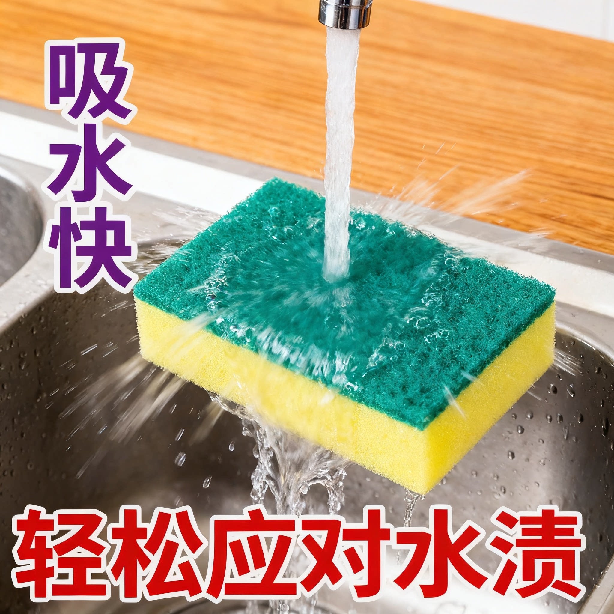 双面洗碗海绵擦厨房去污清洁刷吸水快轻松应对水渍抹布双面款