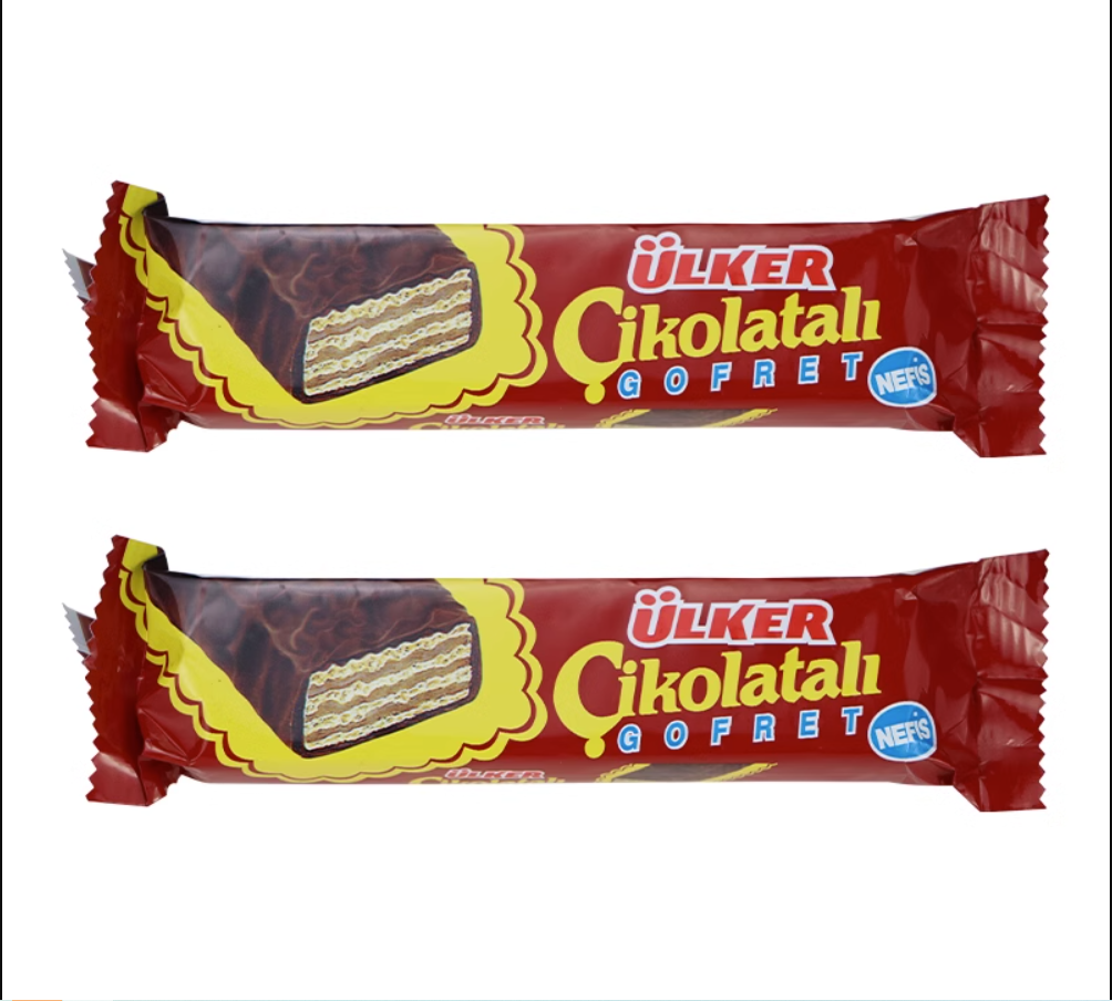 5根*优客牌Cikolatali巧克力涂层威化饼干36g进口零食土耳其ULKER