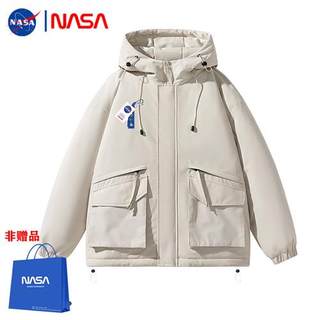 NASA联名日系简约户外机能风连帽冲锋棉服男女潮牌百搭工装外套潮