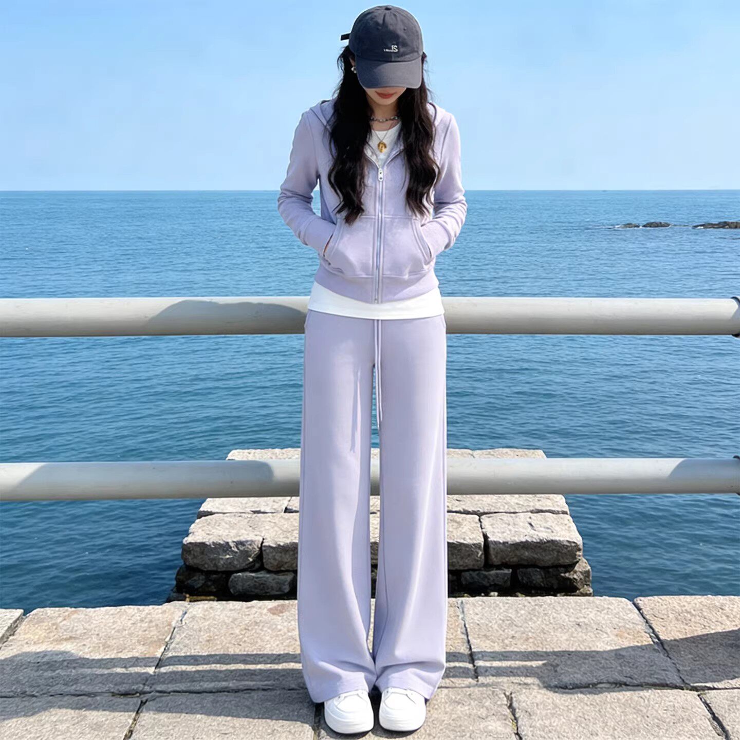 班奈悦休闲运动套装女春秋新款时尚减龄显瘦连帽卫衣阔腿裤两件套